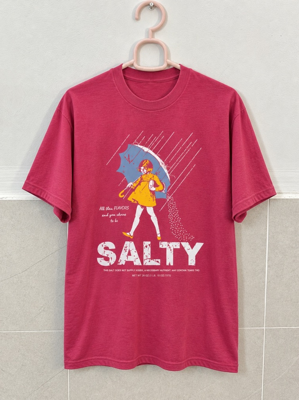 Salty Girl Under The Rain Graphic Helicona Pink T-Shirt